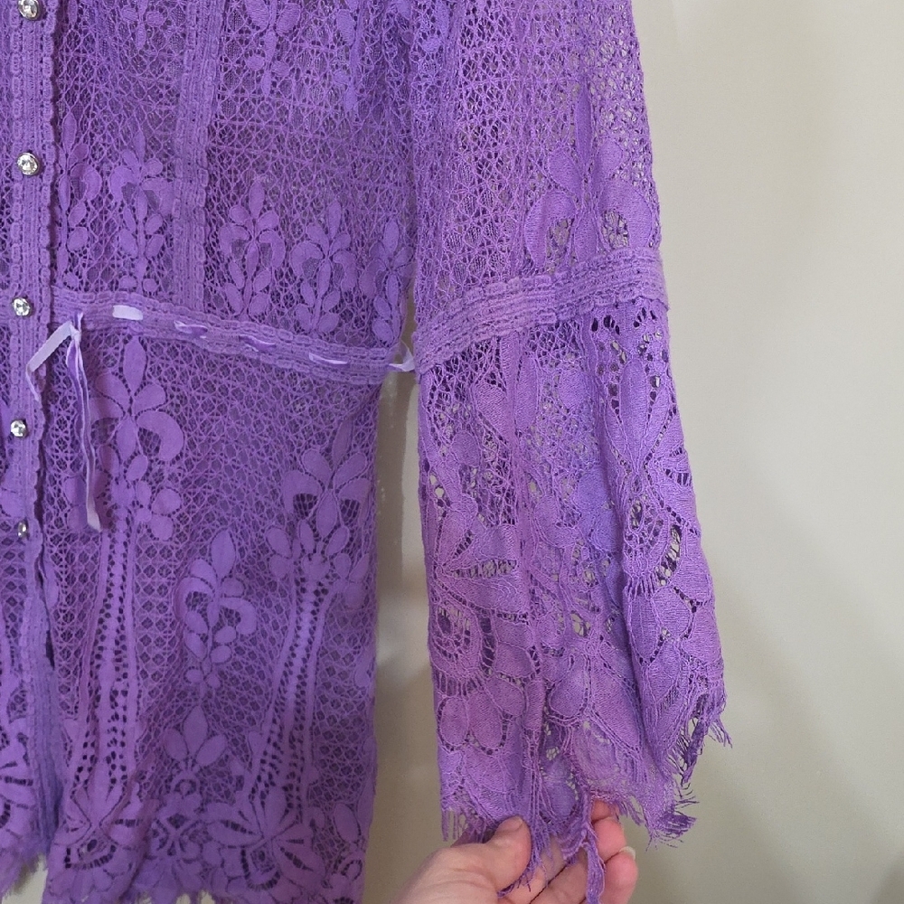 Colleen Lopez Purple Lace Robe - Picture 3 of 6
